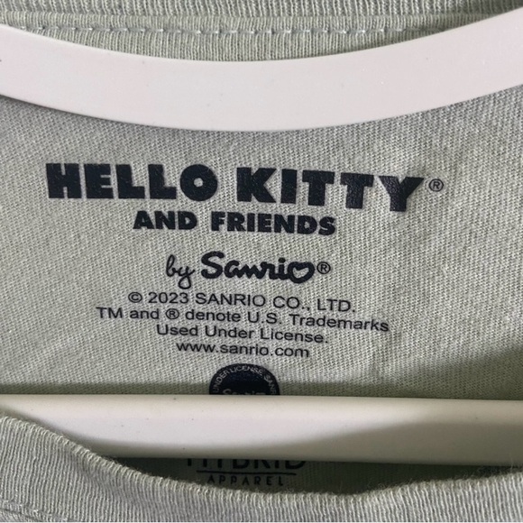 Hello Kitty and Friends by Sanrio Sage Green Womens Crop Top Graphic Tee Size L - Picture 3 of 5
